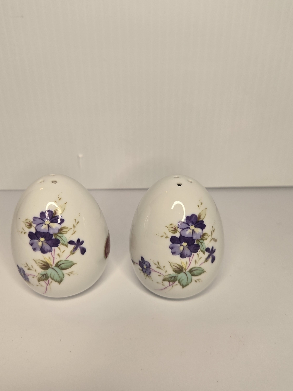 Porcelain Violet Floral Salt and Pepper Shaker Set